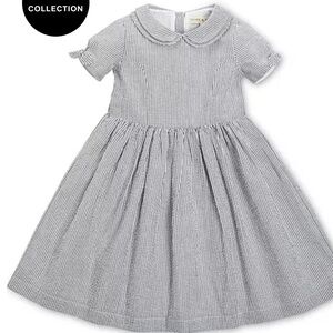 Hope & Henry Navy and White Striped Kids Dress